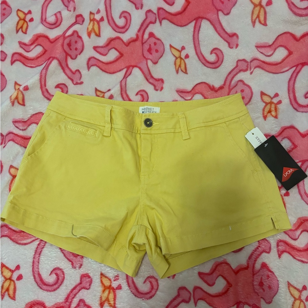 Yellow Lycra Women's Shorts